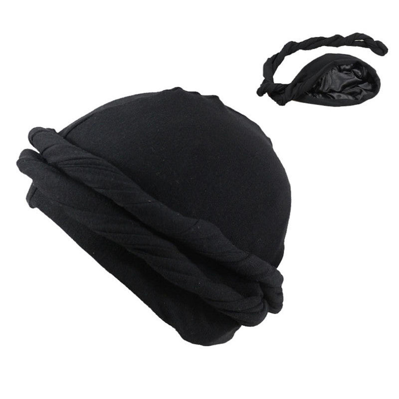 SATIN-LINED PRE-TIED TURBAN