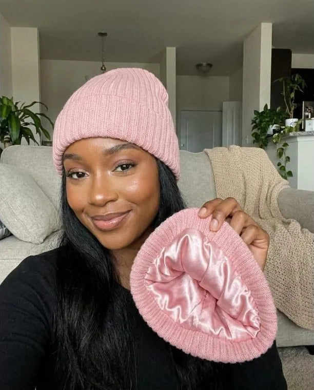 Satin-lined beanie reveal