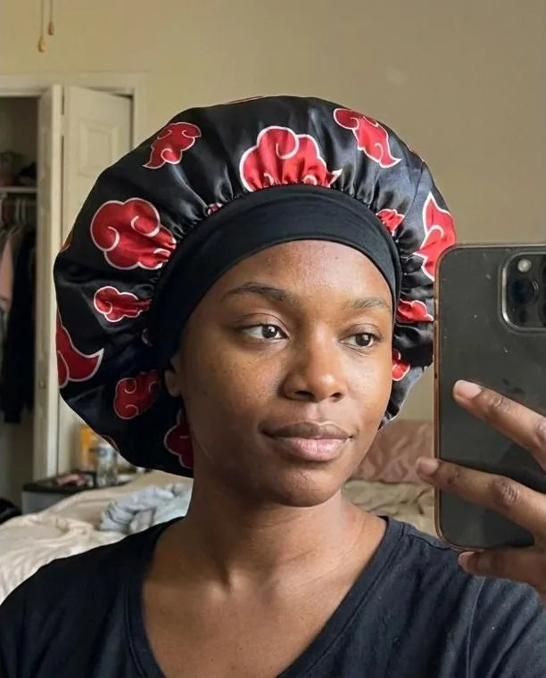 Anime-print satin bonnet